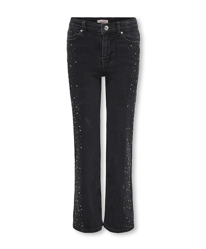 KOGJUICY HW RHINESTONE WIDE LEG DNM meisjes jeans zwart