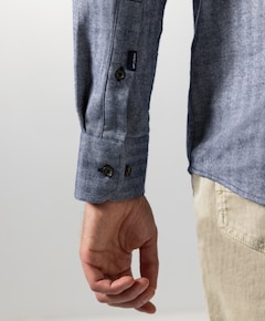 Heren overhemd lange mouw blauw