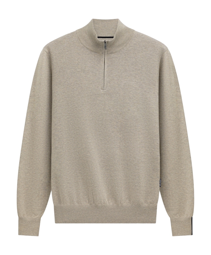 Heren trui met rits beige