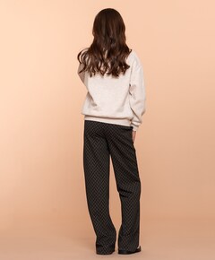jacquard wide leg broek zwart