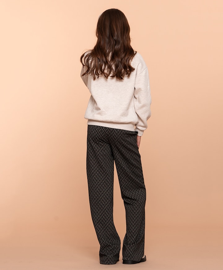 jacquard wide leg broek zwart