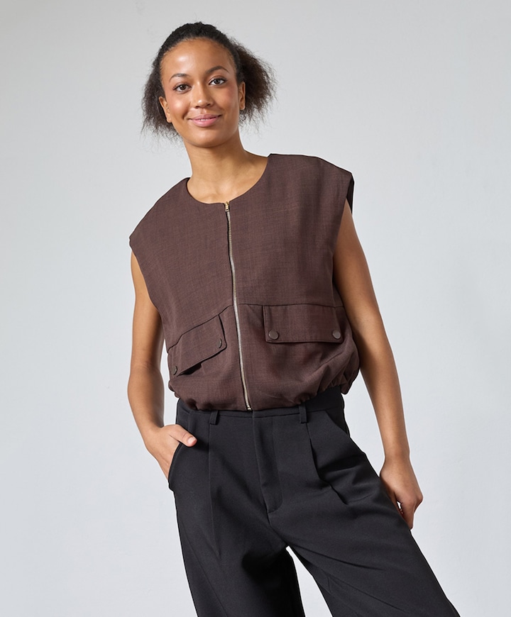 Dames gilet bruin