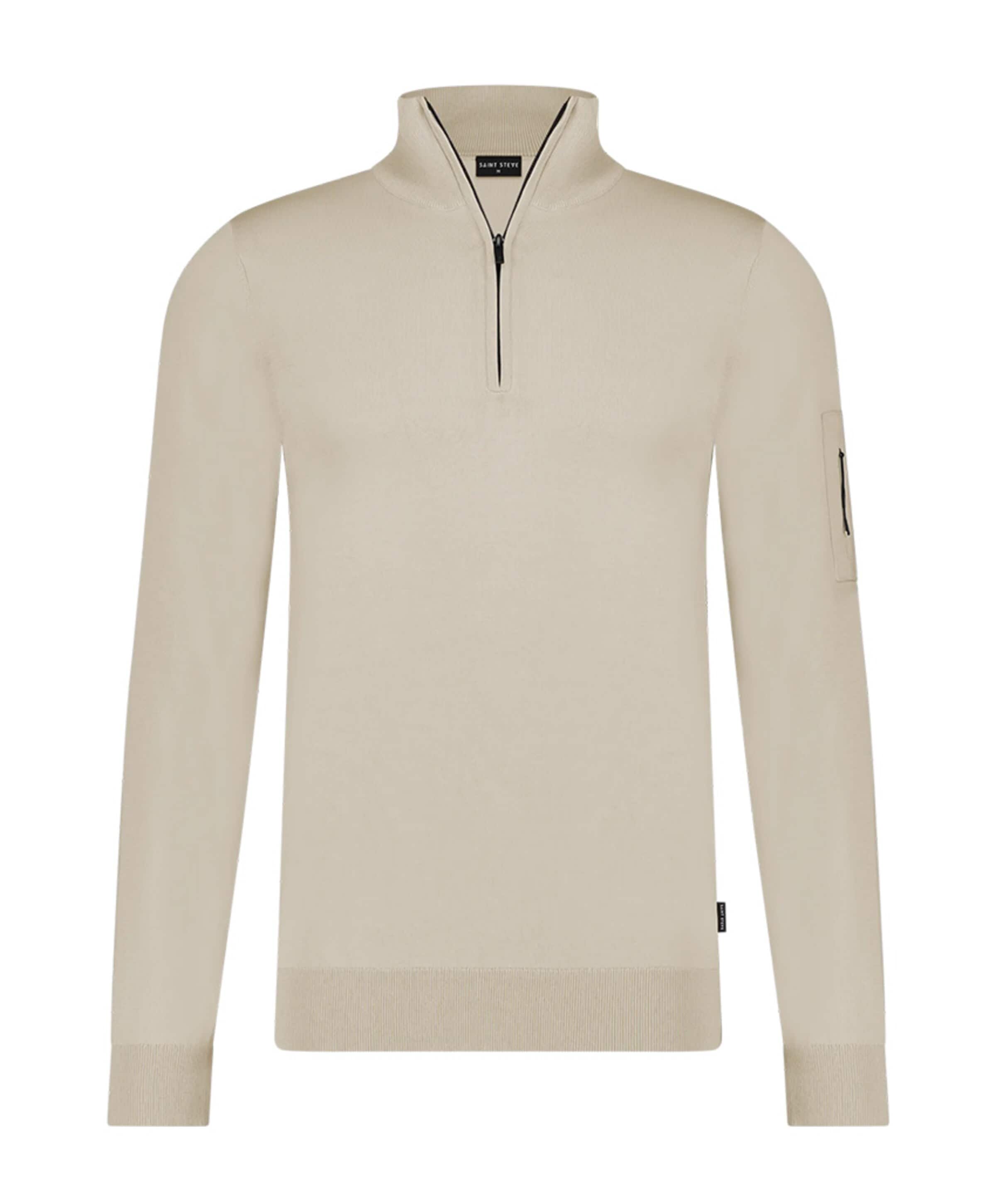 Heren trui met rits beige