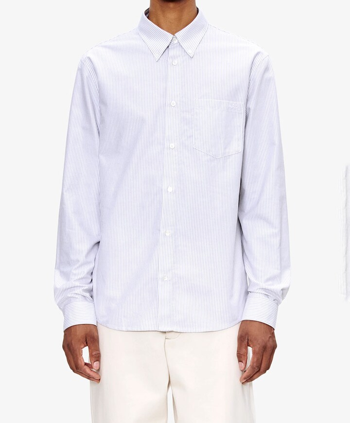 Heren overhemd lange mouw blauw