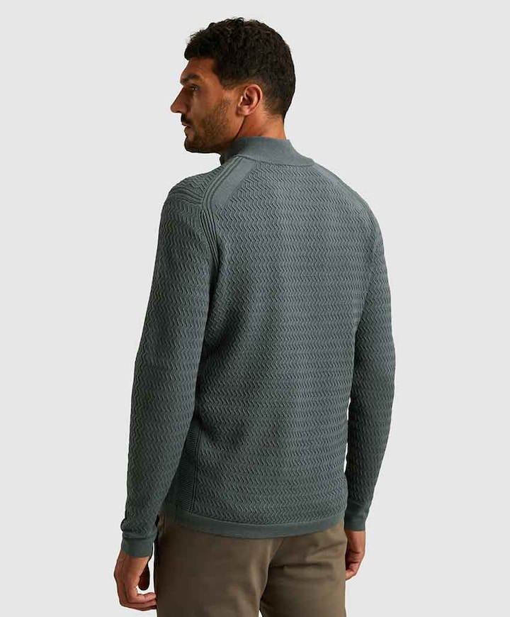 Heren trui met rits blauw