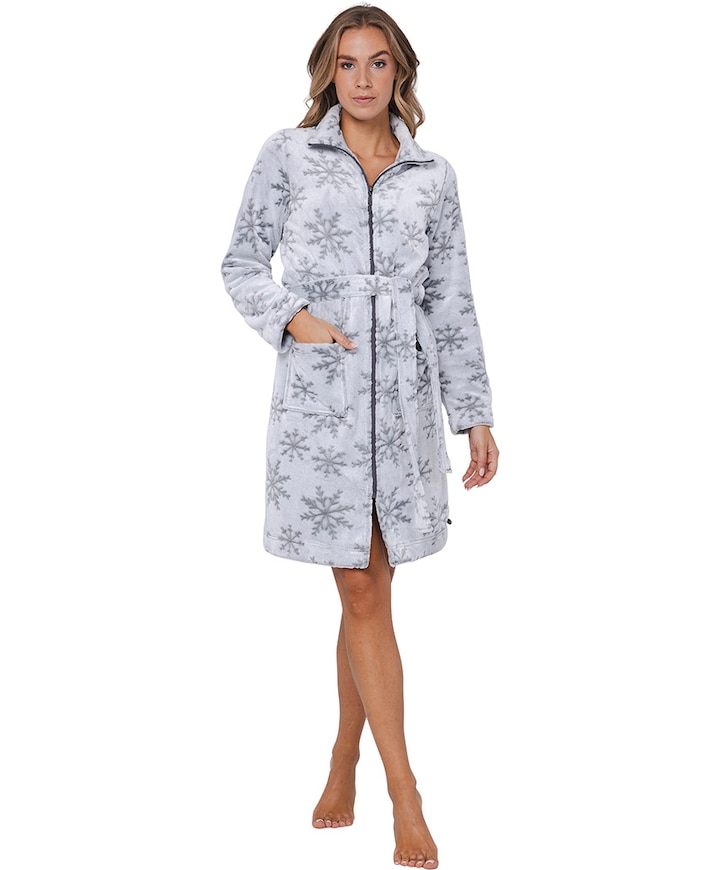 Dames ochtendjas grijs