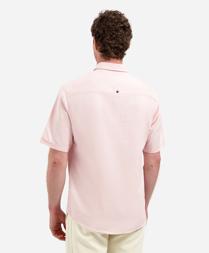 Heren overhemd korte mouw roze