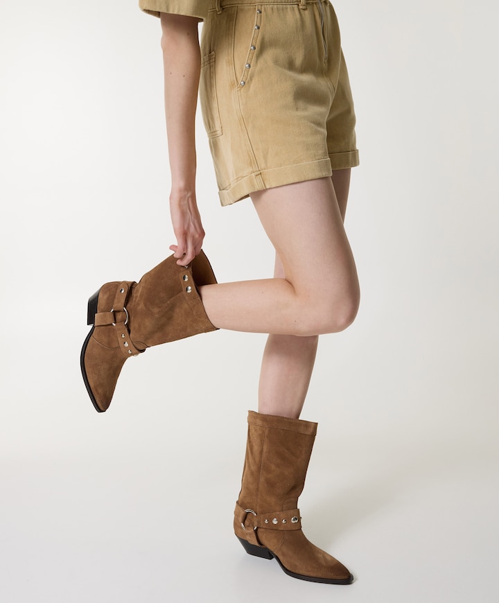 Rustic dames enkellaarzen bruin