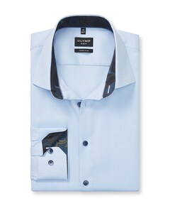 Heren overhemd lange mouw blauw