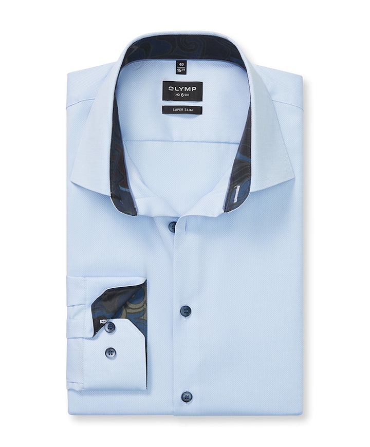 Heren overhemd lange mouw blauw