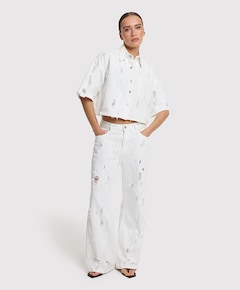 DAMAGED DENIM dames jeans ecru