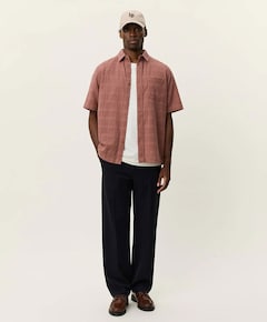 Heren overhemd korte mouw rood