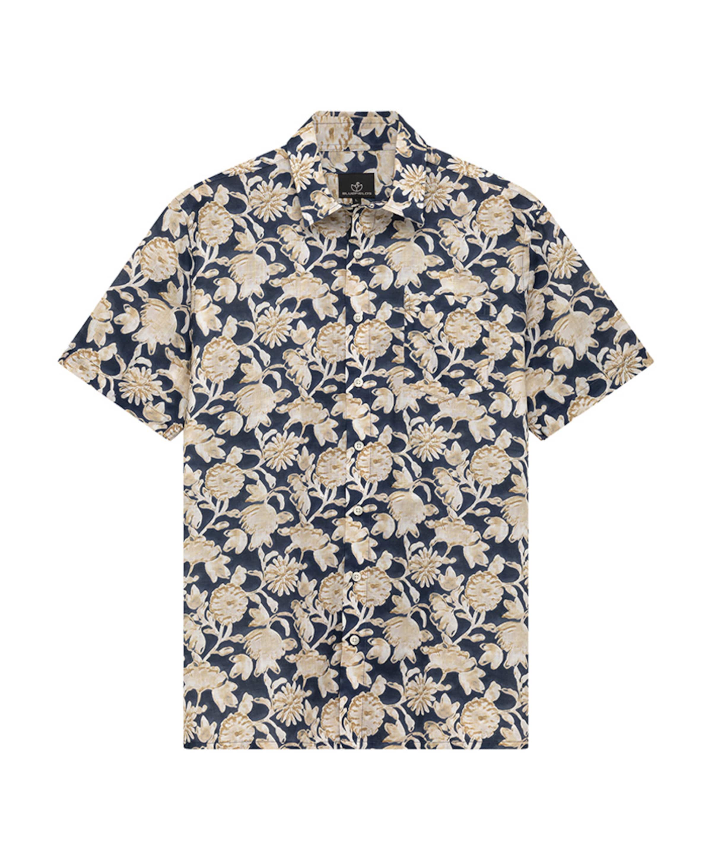 Heren overhemd korte mouw blauw