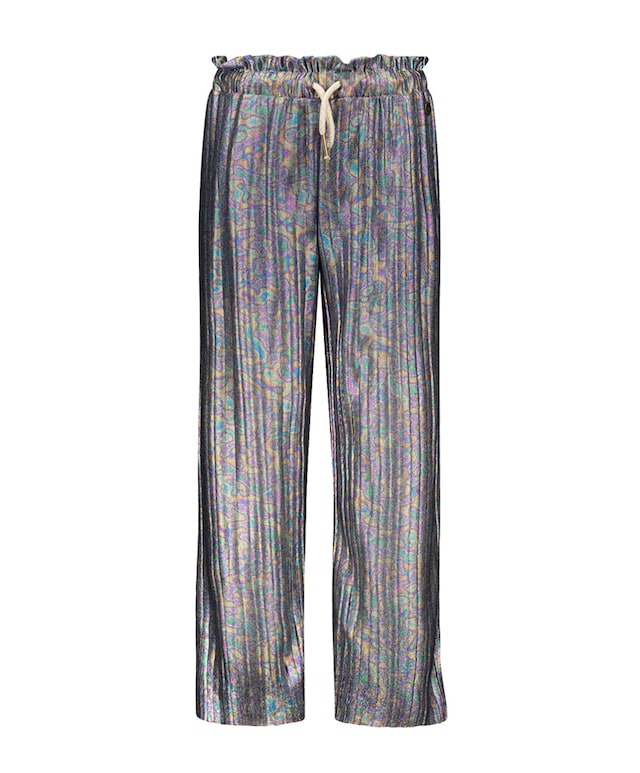 metallic plisse pants broek multicolor