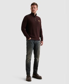 Heren trui met rits bordeaux
