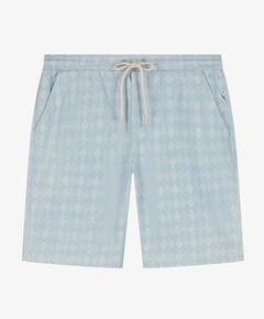 LAZORN BLEACHED DENIM JACQUARD SHORT heren korte broek blauw
