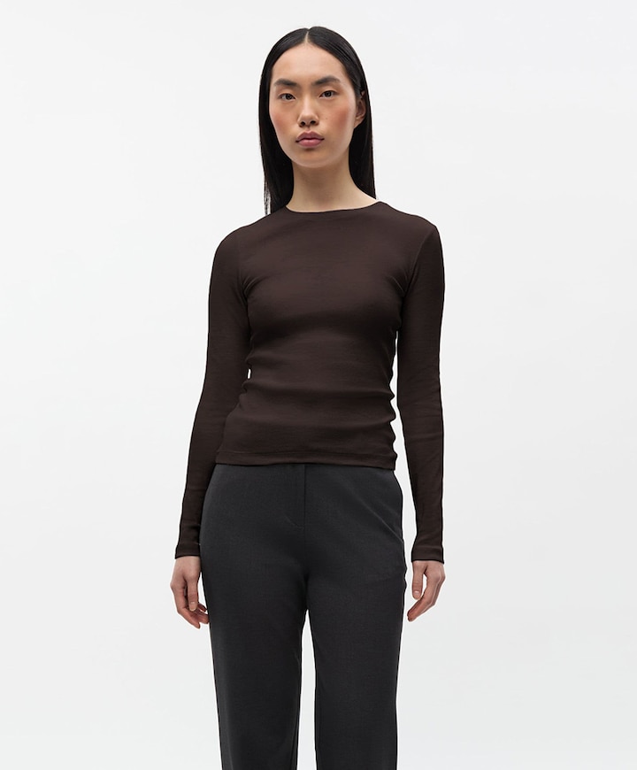 Dames longsleeve bruin