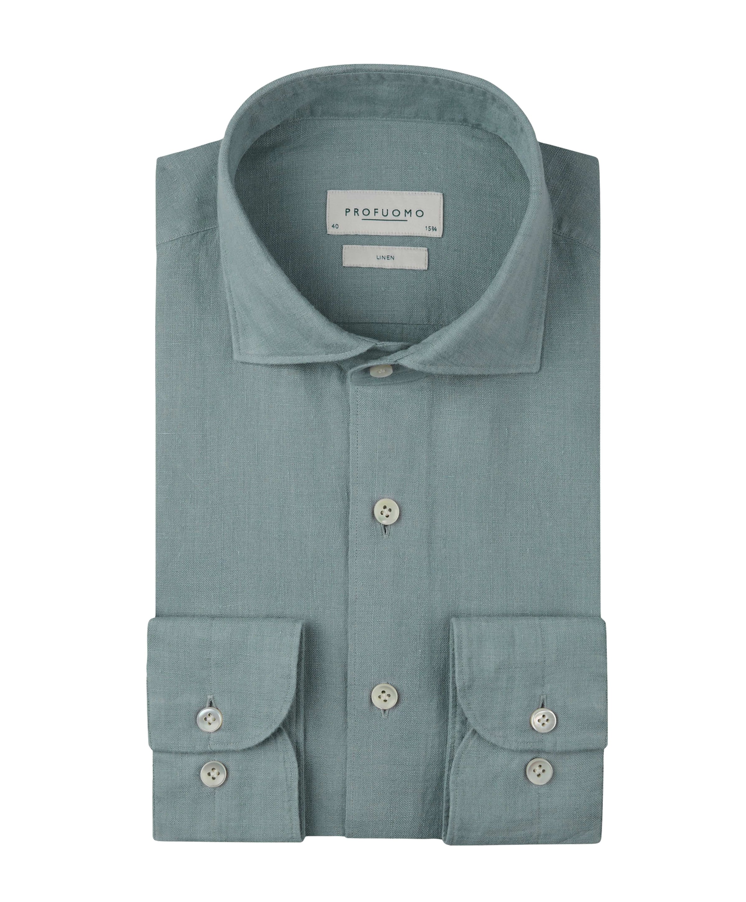 Heren overhemd lange mouw blauw