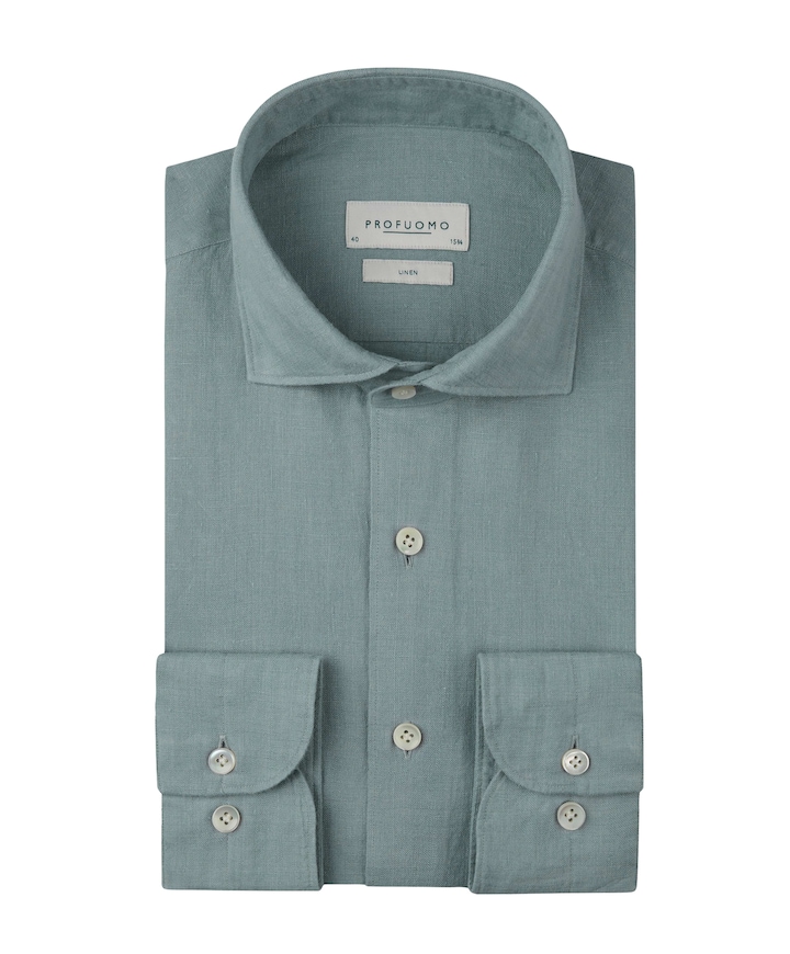 Heren overhemd lange mouw blauw