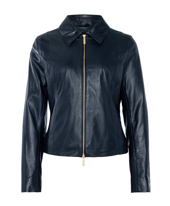 Dames leren jas blauw