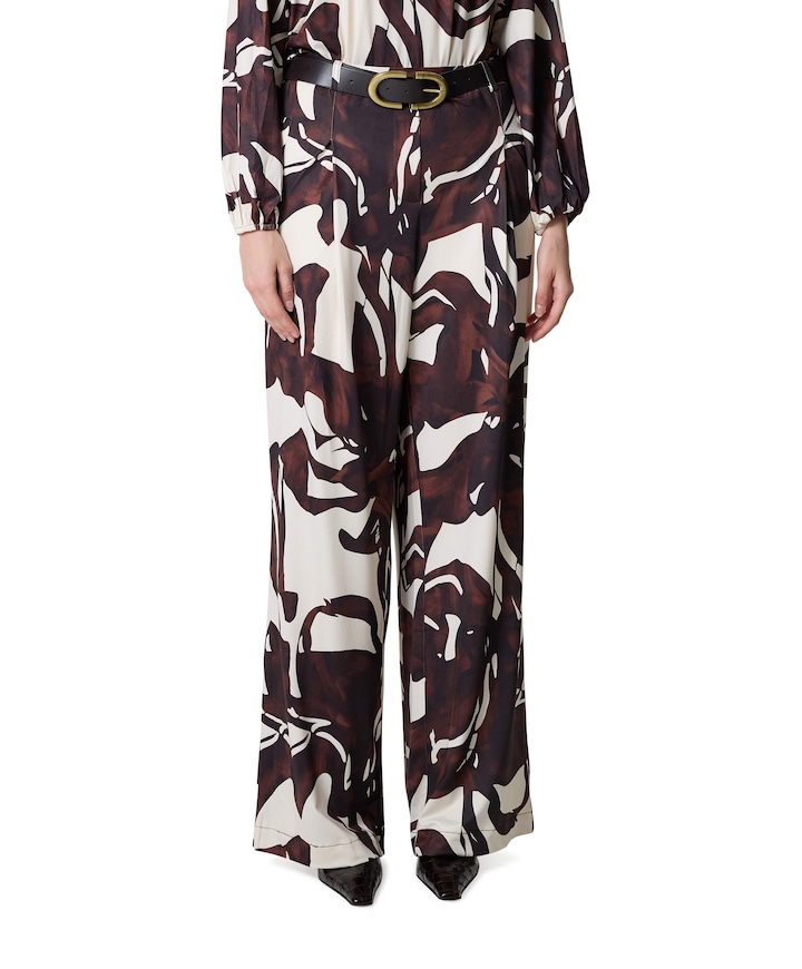 Wijd met design & RIEM broek bruin