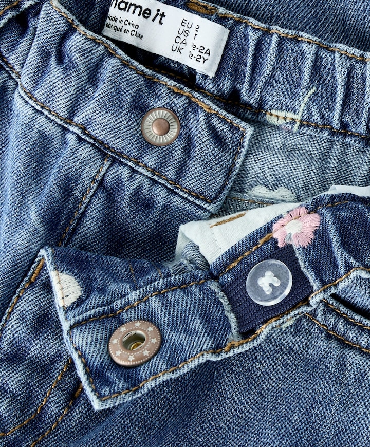 NMFBELLA BARREL EMB JEANS 4870-OV L meisjes jeans blauw