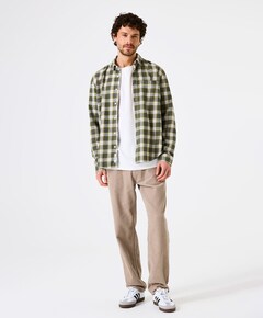 Heren overhemd lange mouw groen