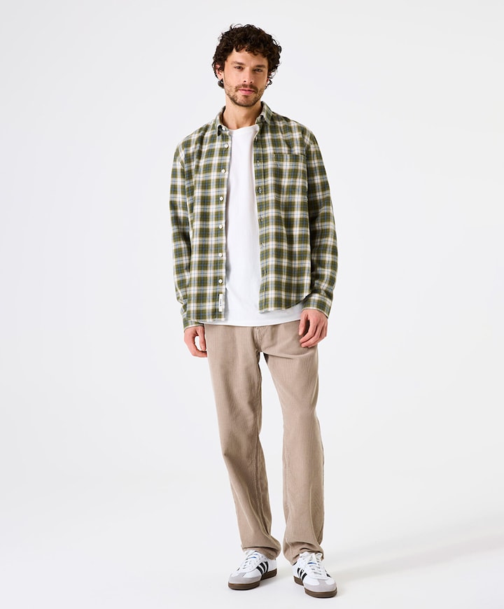 Heren overhemd lange mouw groen