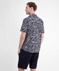 Heren overhemd korte mouw blauw