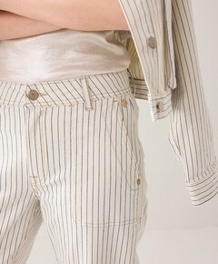 Straight pant Yarn dyed stripe dames jeans ecru