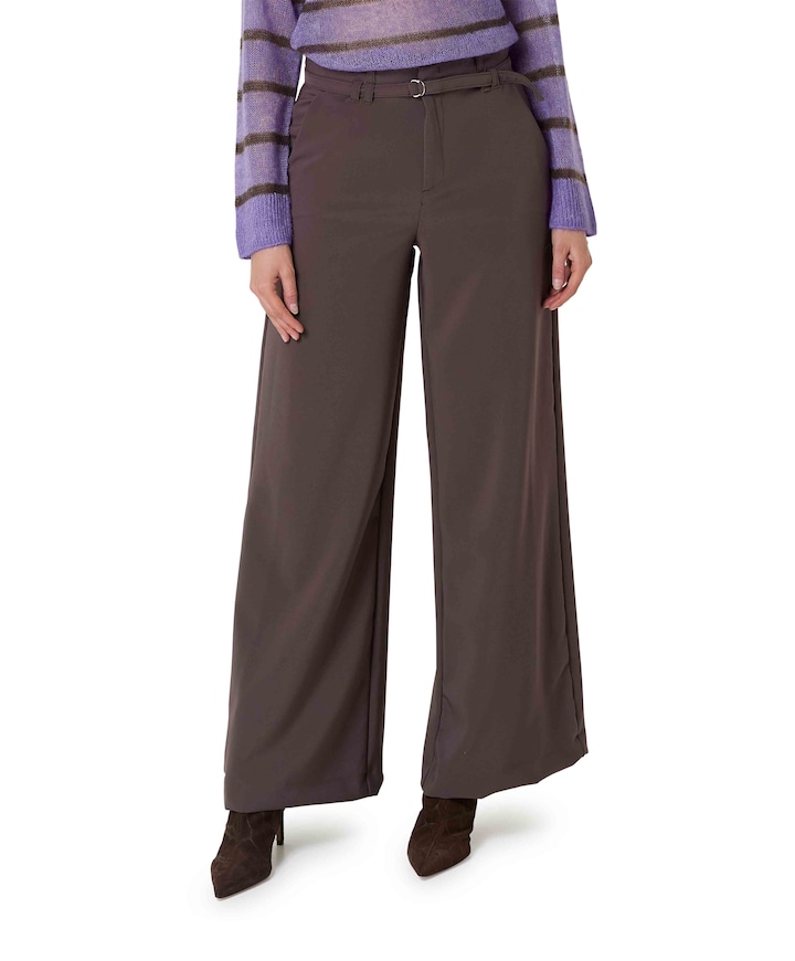 LIVA CHIC BELT dames pantalon bruin