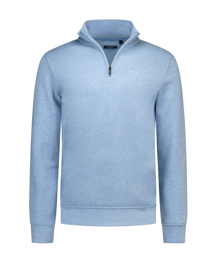 Heren trui met rits blauw