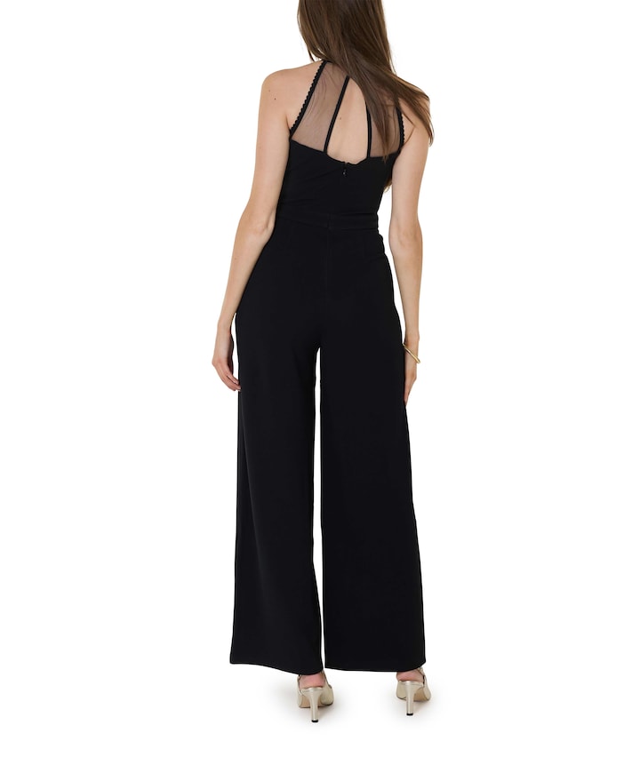 Halterneck dames jumpsuit zwart