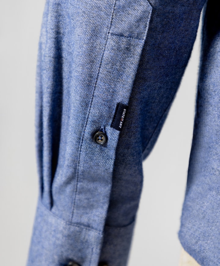 Heren overhemd lange mouw blauw