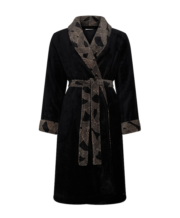 Dames ochtendjas zwart