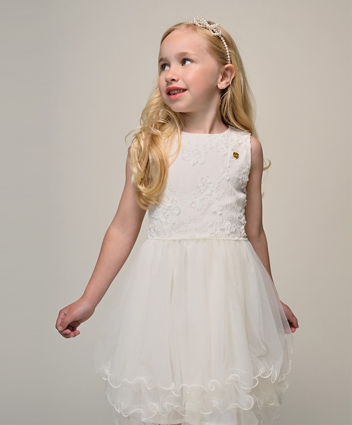 Meisjes jurk ecru