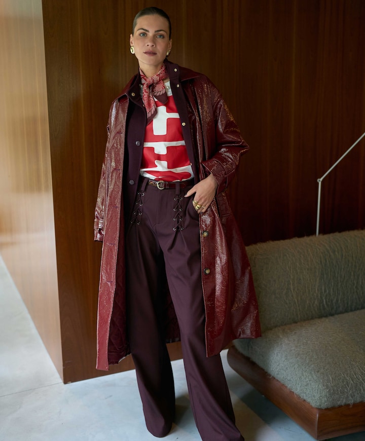 LunaCC Eyelet Wide LL broek bordeaux