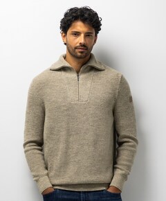Heren trui met rits beige