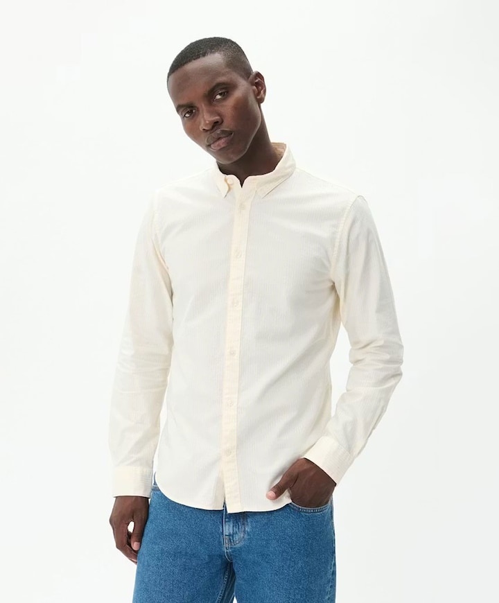 Heren overhemd lange mouw geel