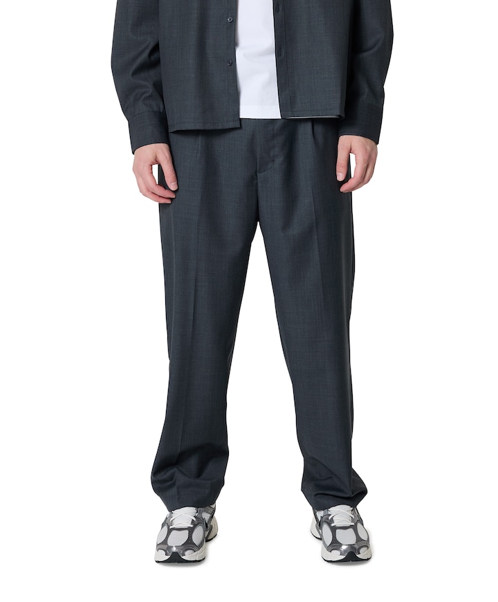 OLAF Regular Wool Blend Pleated heren pantalon grijs