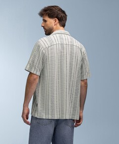 Heren overhemd korte mouw blauw