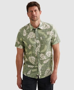 Heren overhemd korte mouw groen