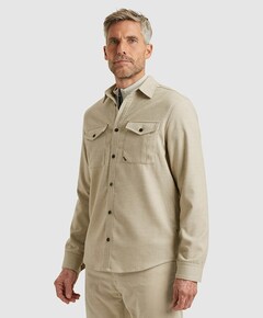 Heren overhemd lange mouw beige