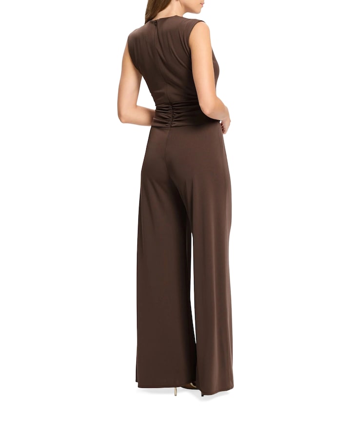 Jumpsuit aus Jersey mit ?berschnitt dames jumpsuit bruin