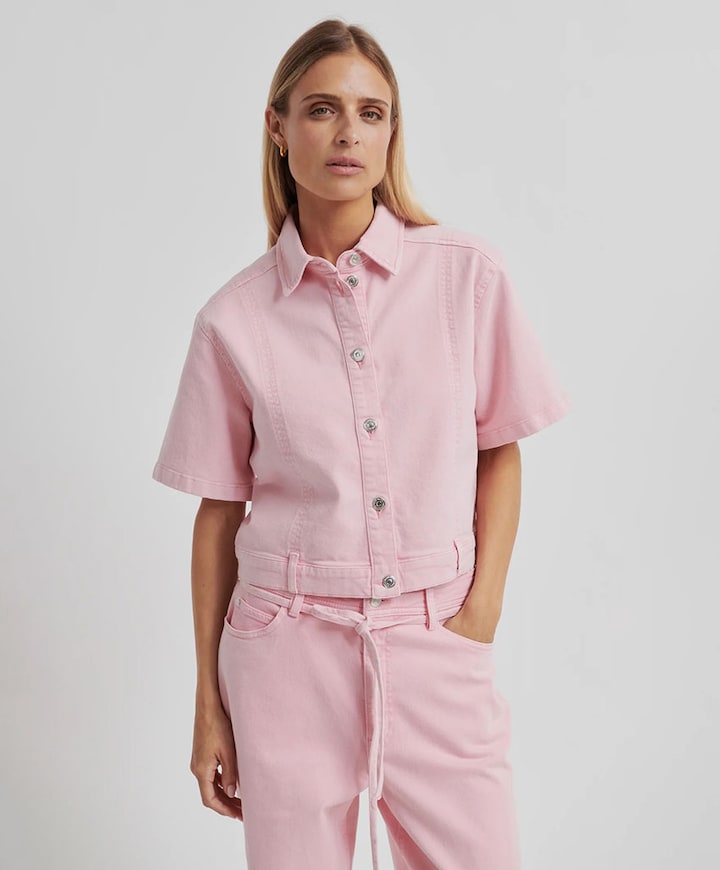 Dames spijkerblouse roze