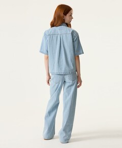 Meisjes blouse korte mouw blauw