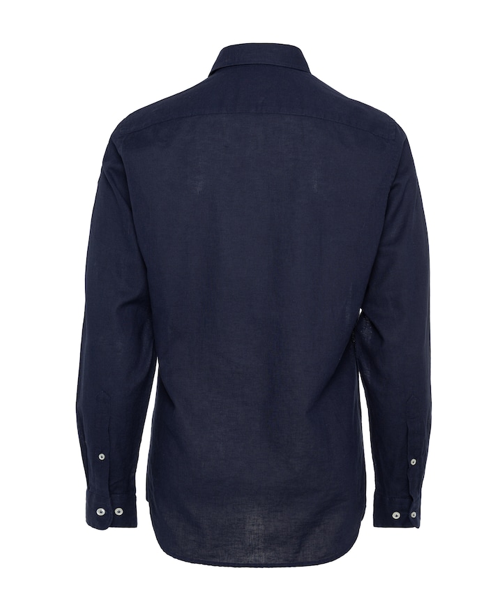 Heren overhemd lange mouw blauw