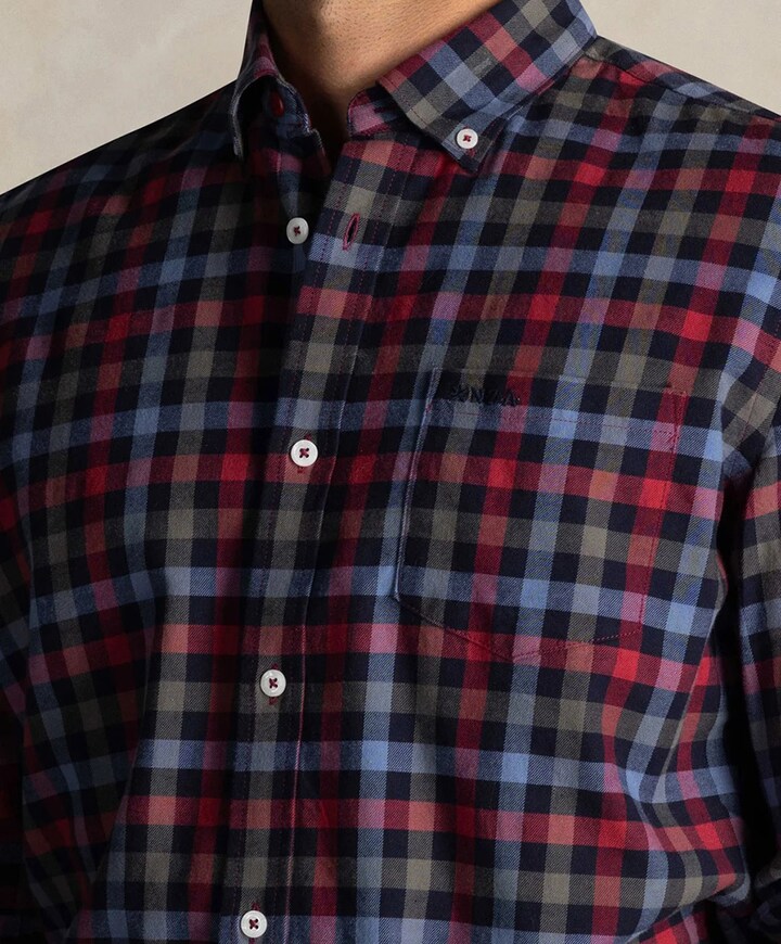 Heren overhemd lange mouw blauw