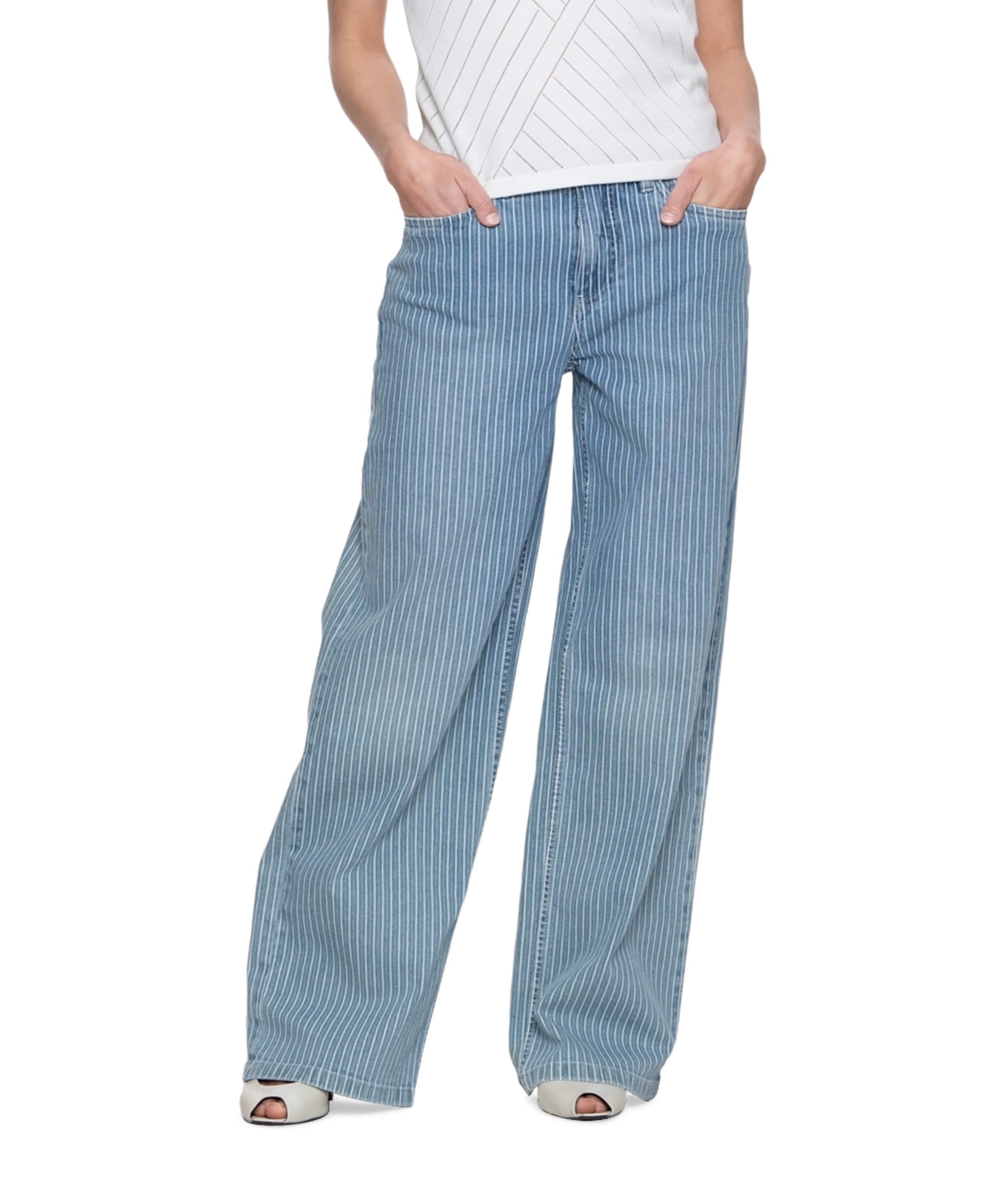 Stripe lurex dames jeans blauw