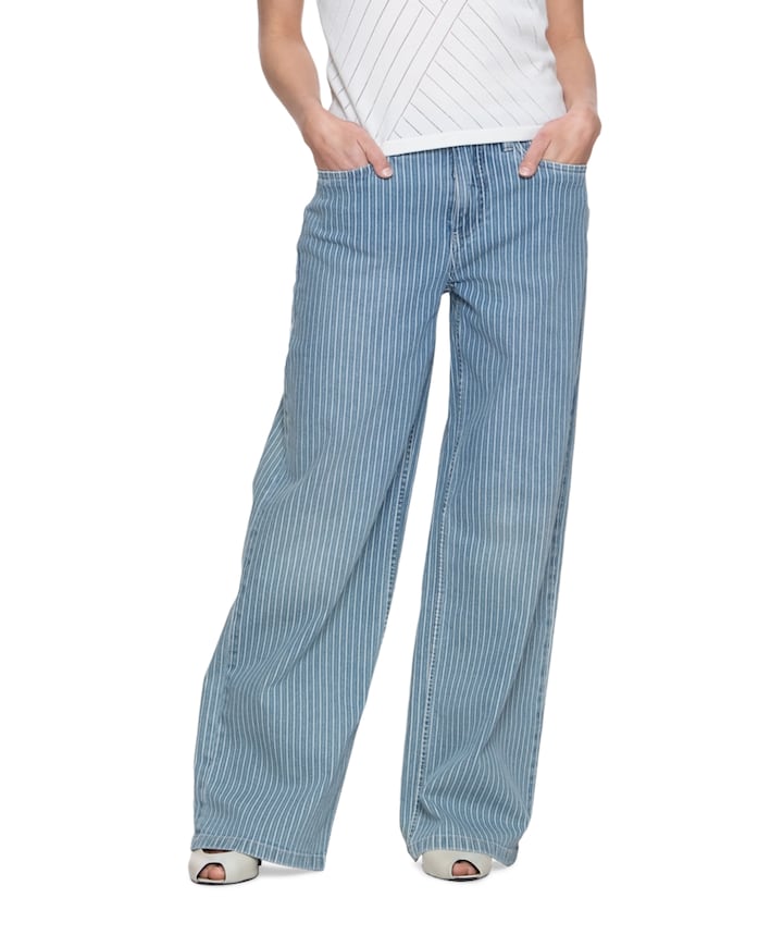 Stripe lurex dames jeans blauw